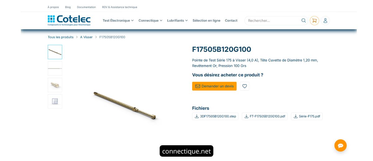 Pointe de test série 175 F17505B120G100