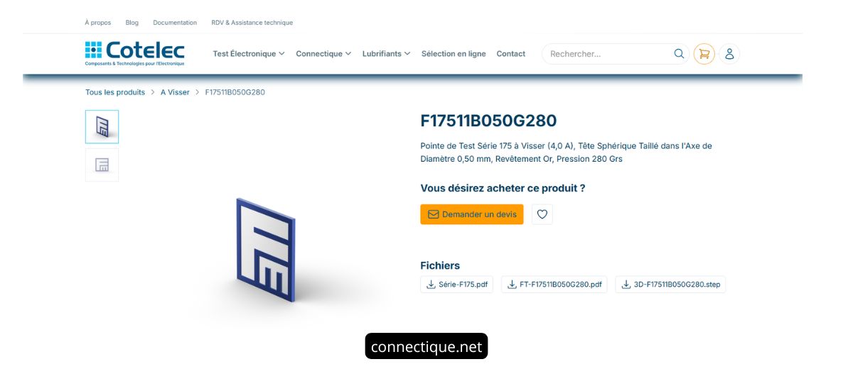 Pointe de test série 175 F17511B050G280