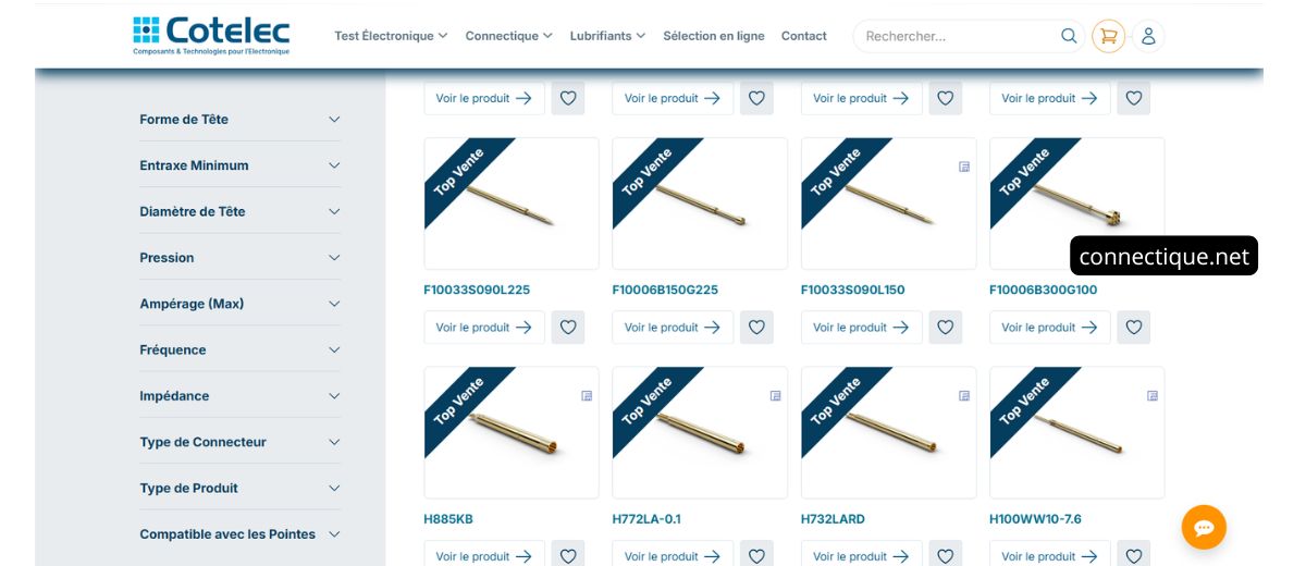 Pointes de test non rotatives